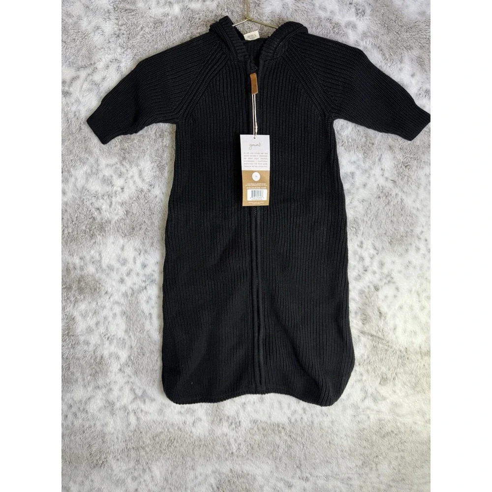 GoumiKids Knit Sweater Sack Organic Cotton Black Size Medium‎ NWT!